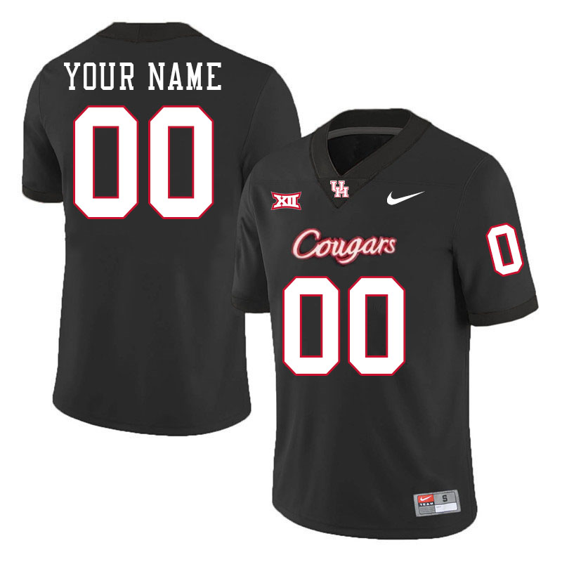 Custom Houston Cougars Name And Number Football Jersey-Black